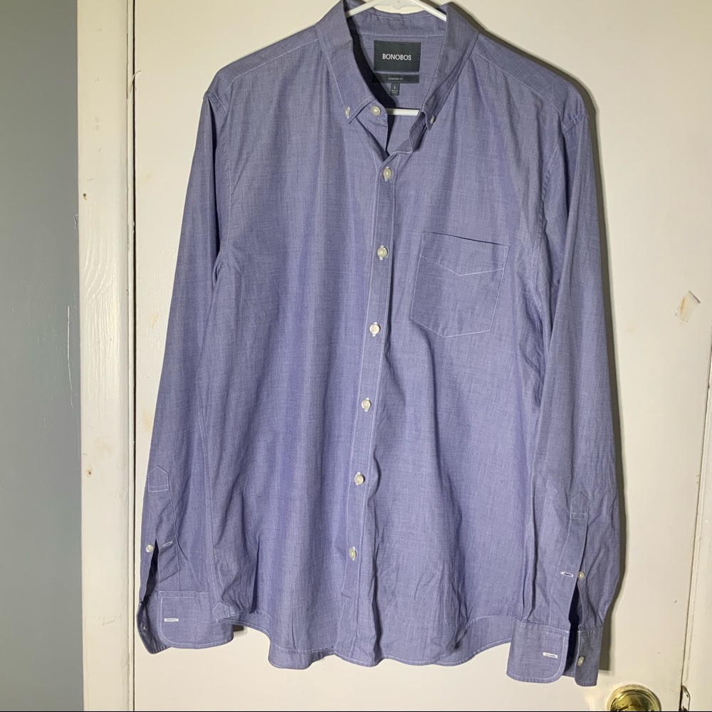 BONOBO BLUE BUTTON FRONT CASUAL LONG SLEEVE SHIRT STANDARD SIZE L